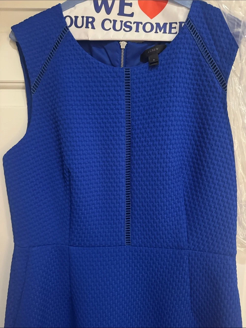 J. Crew Sleeveless Textured Blue Sheath Dress